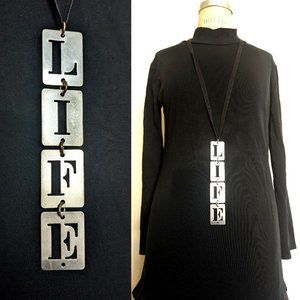 Ann Demeulemeester 2003ssnecklace Life silver black vintage used stencilled meta